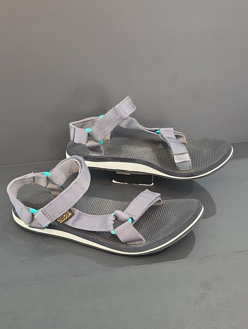 Teva Women's Gray Sandals with Teal Accents Size 10